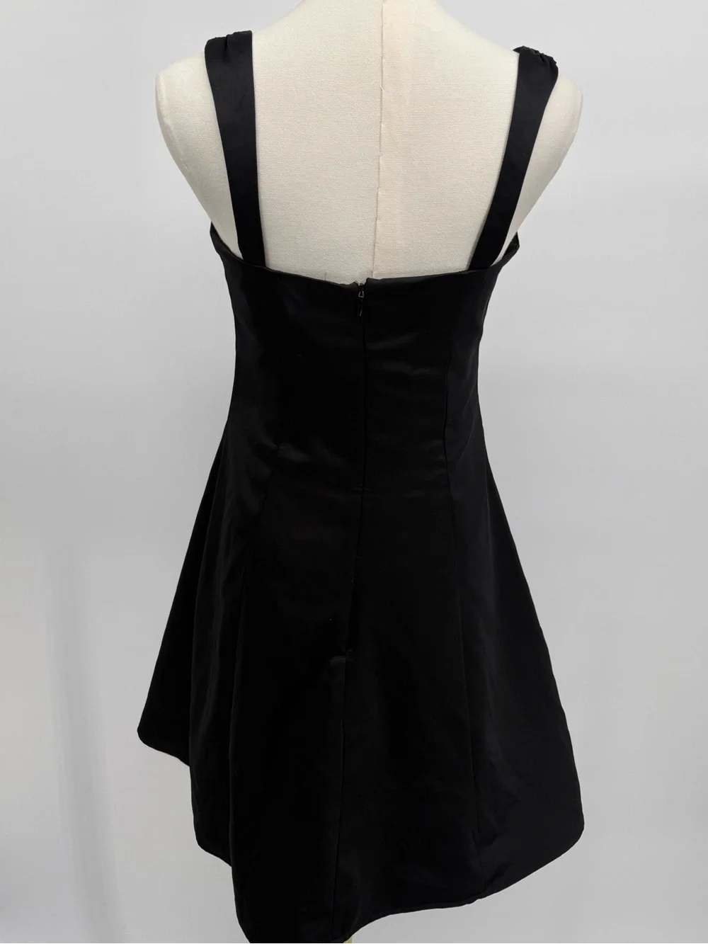 Forever 21 Womens Black Lace Trim Satin Slip Dress Mini Small Tie Front